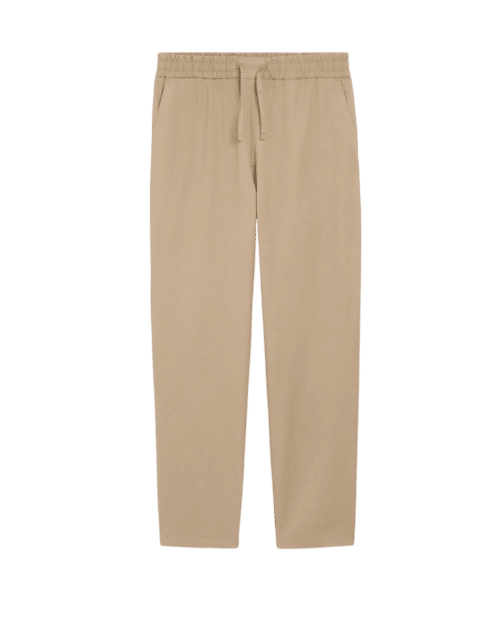 Pantalon Taille Élastiquée Coton Beige