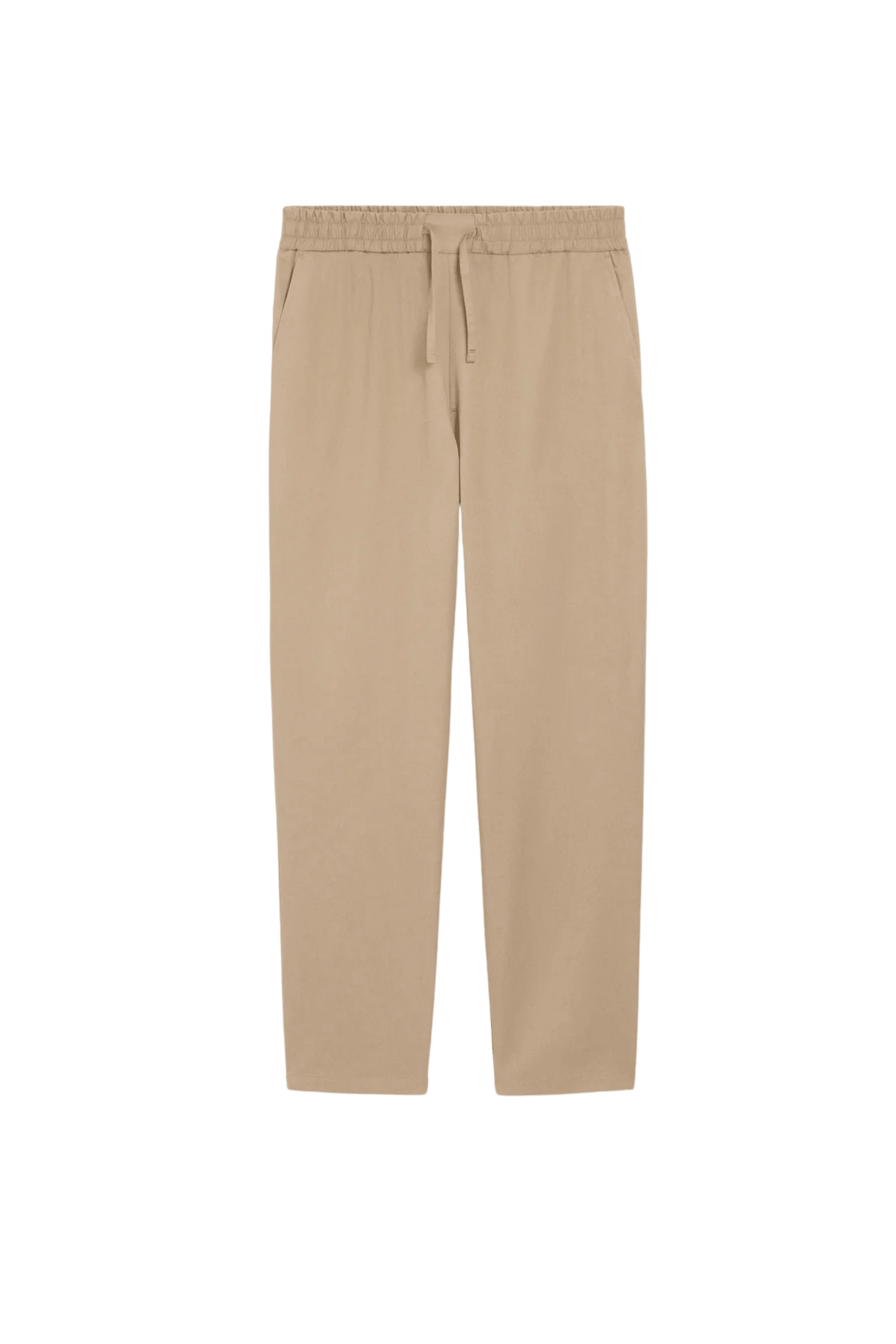 Pantalon Taille Élastiquée Coton Beige