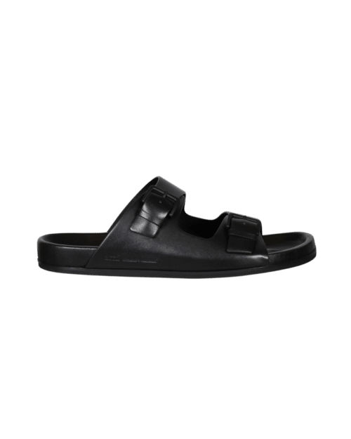 Sandales à Double Boucles Cuir Noir