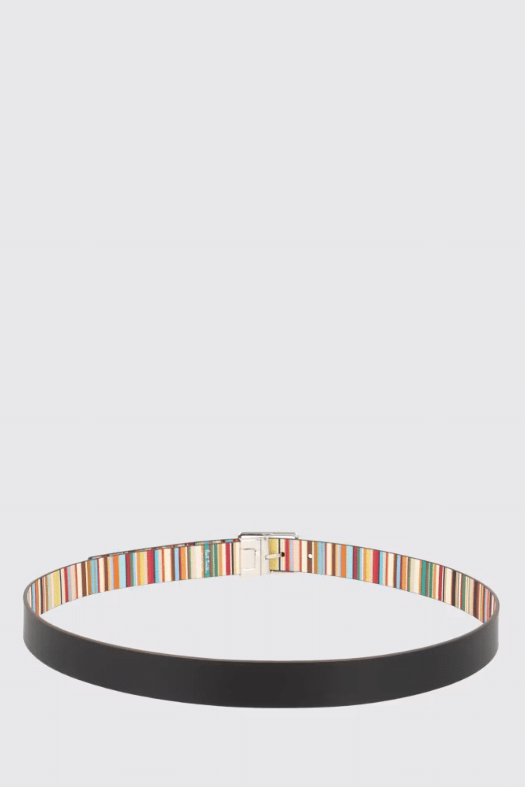 Ceinture Réversible Cuir Noir et Rayures