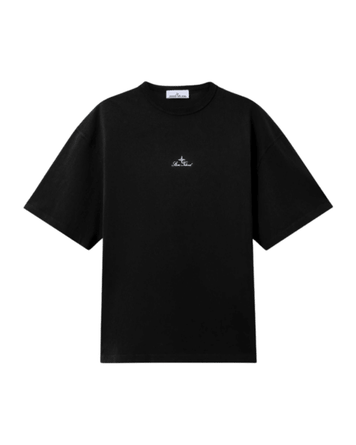 Tee-Shirt Coton Noir Logo Brodé