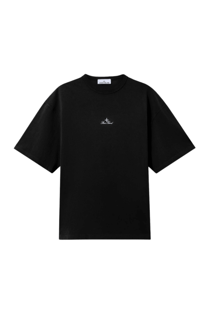 Tee-Shirt Coton Noir Logo Brodé