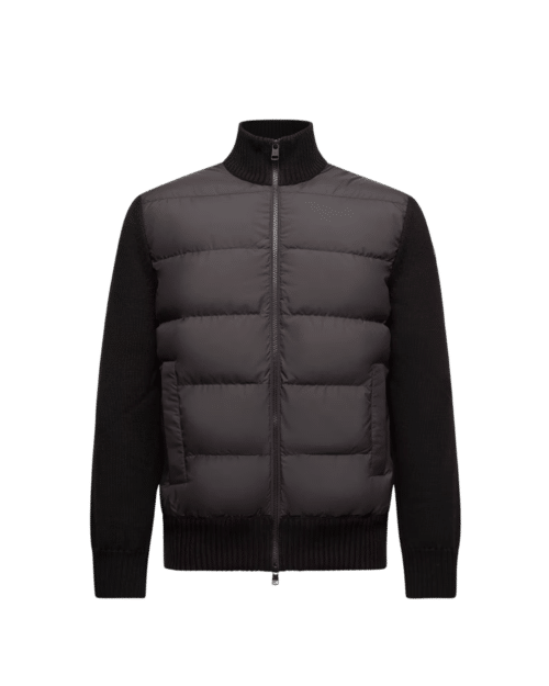 Cardigan Bi Matière Zippé Matelassé Noir