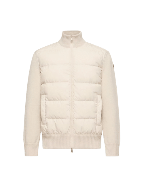 Cardigan Bi Matière Zippé Matelassé Beige