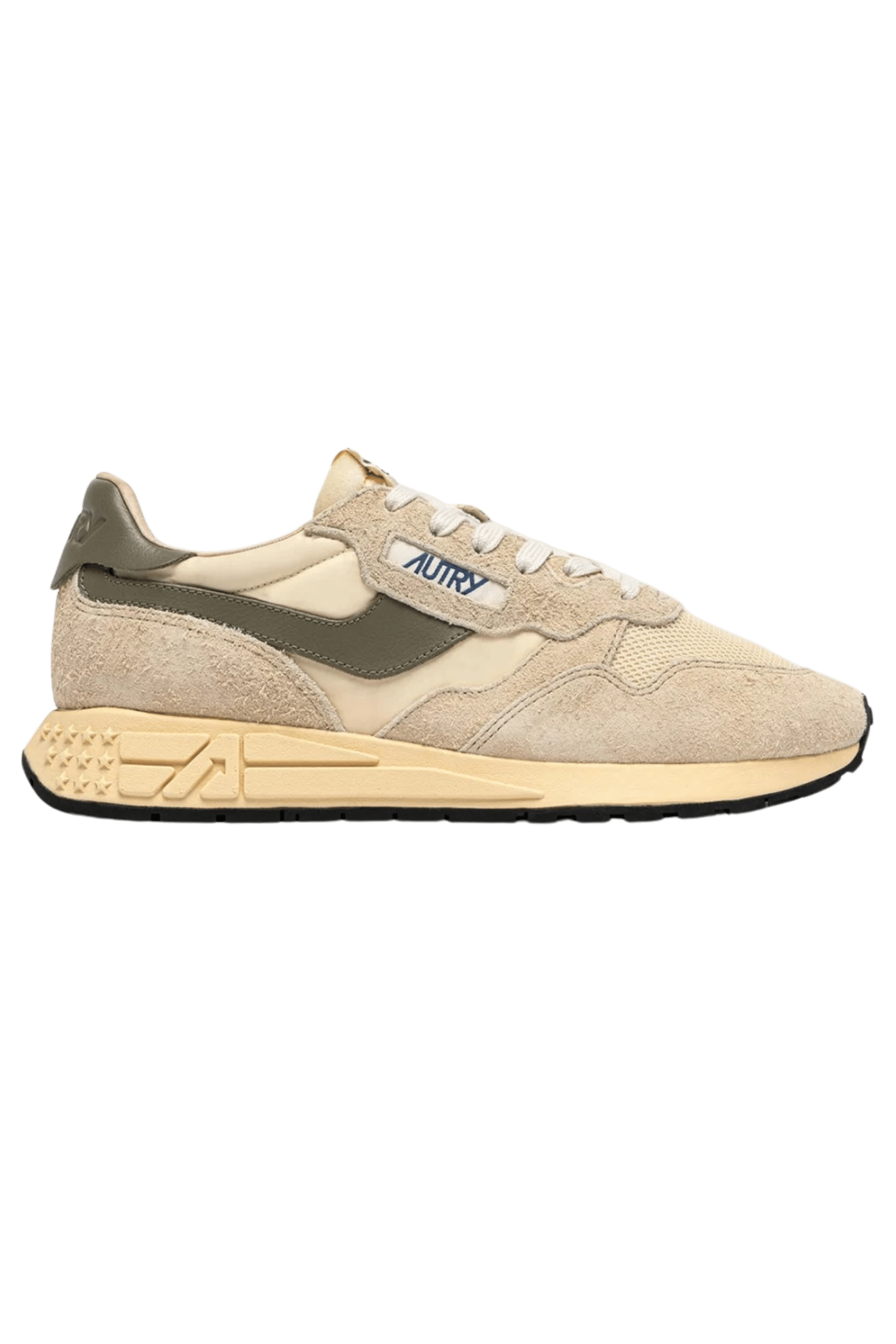 Sneakers Reelwind Daim et Nylon Écru Vert