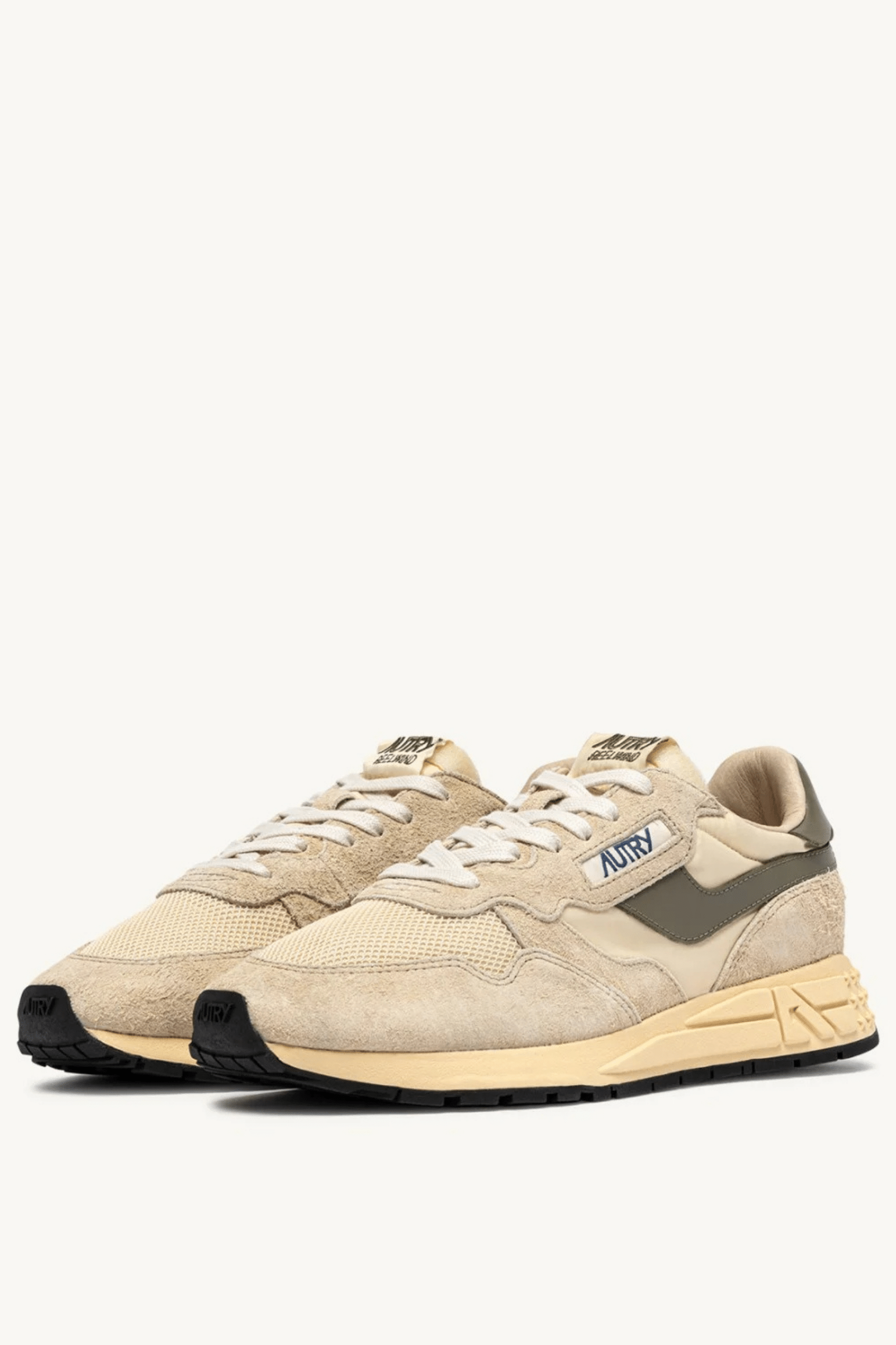 Sneakers Reelwind Daim et Nylon Écru Vert