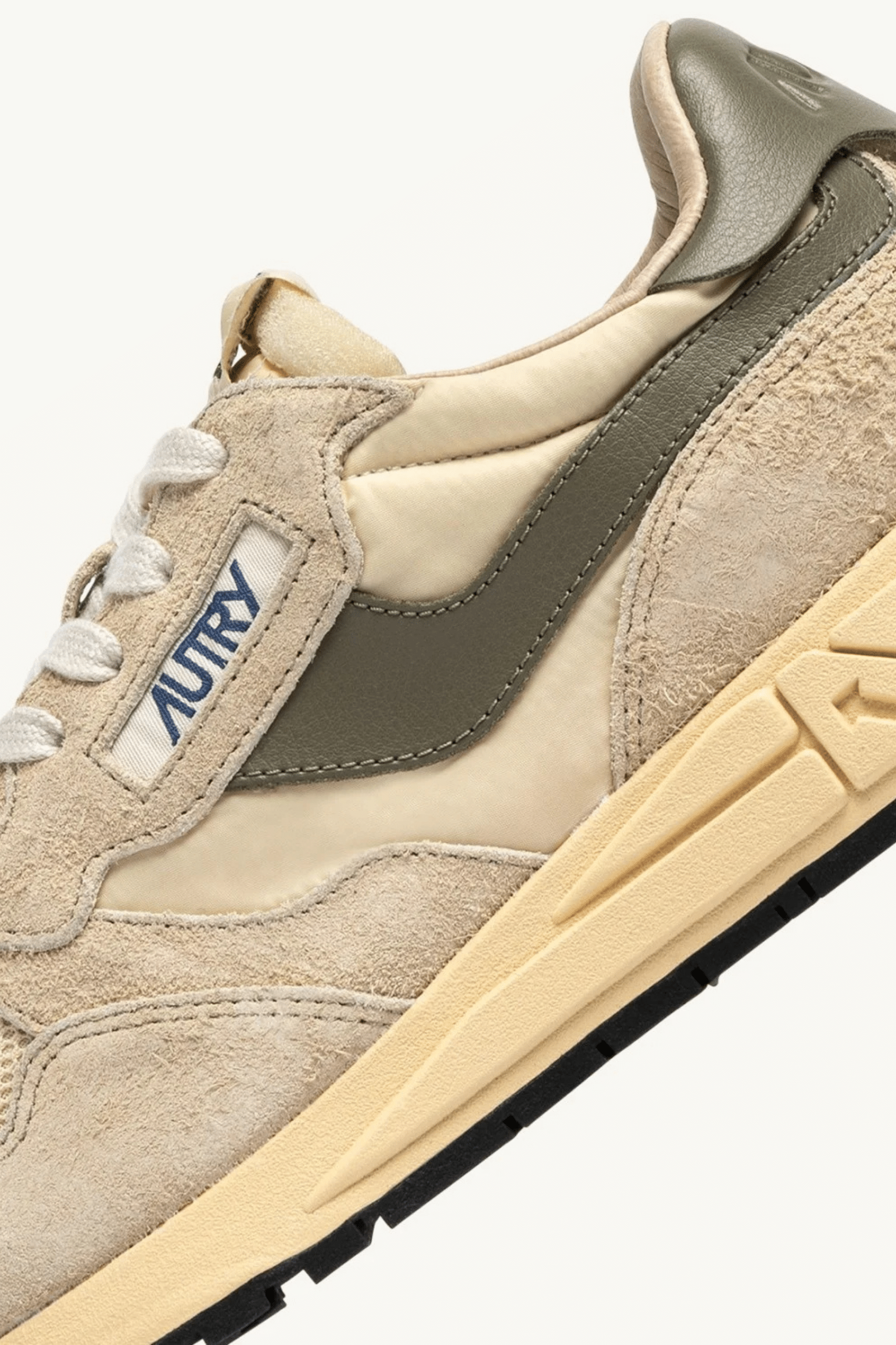 Sneakers Reelwind Daim et Nylon Écru Vert