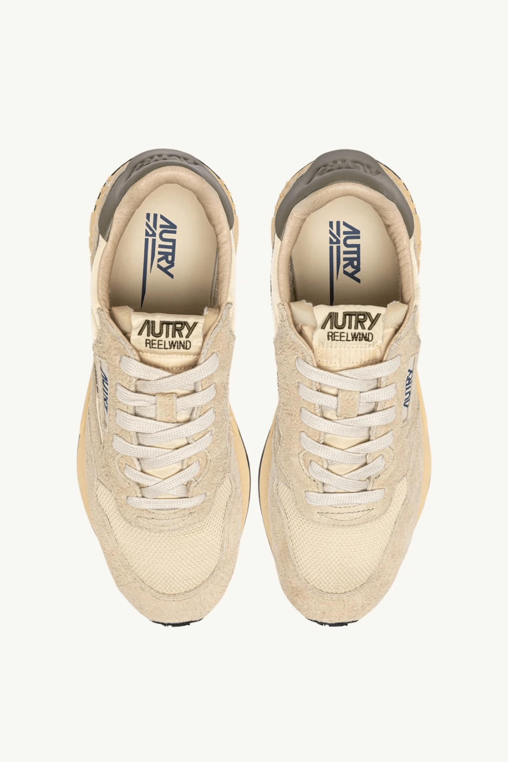 Sneakers Reelwind Daim et Nylon Écru Vert