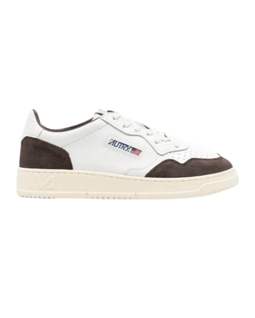 Sneakers Medalist Cuir Blanc Daim Acajou