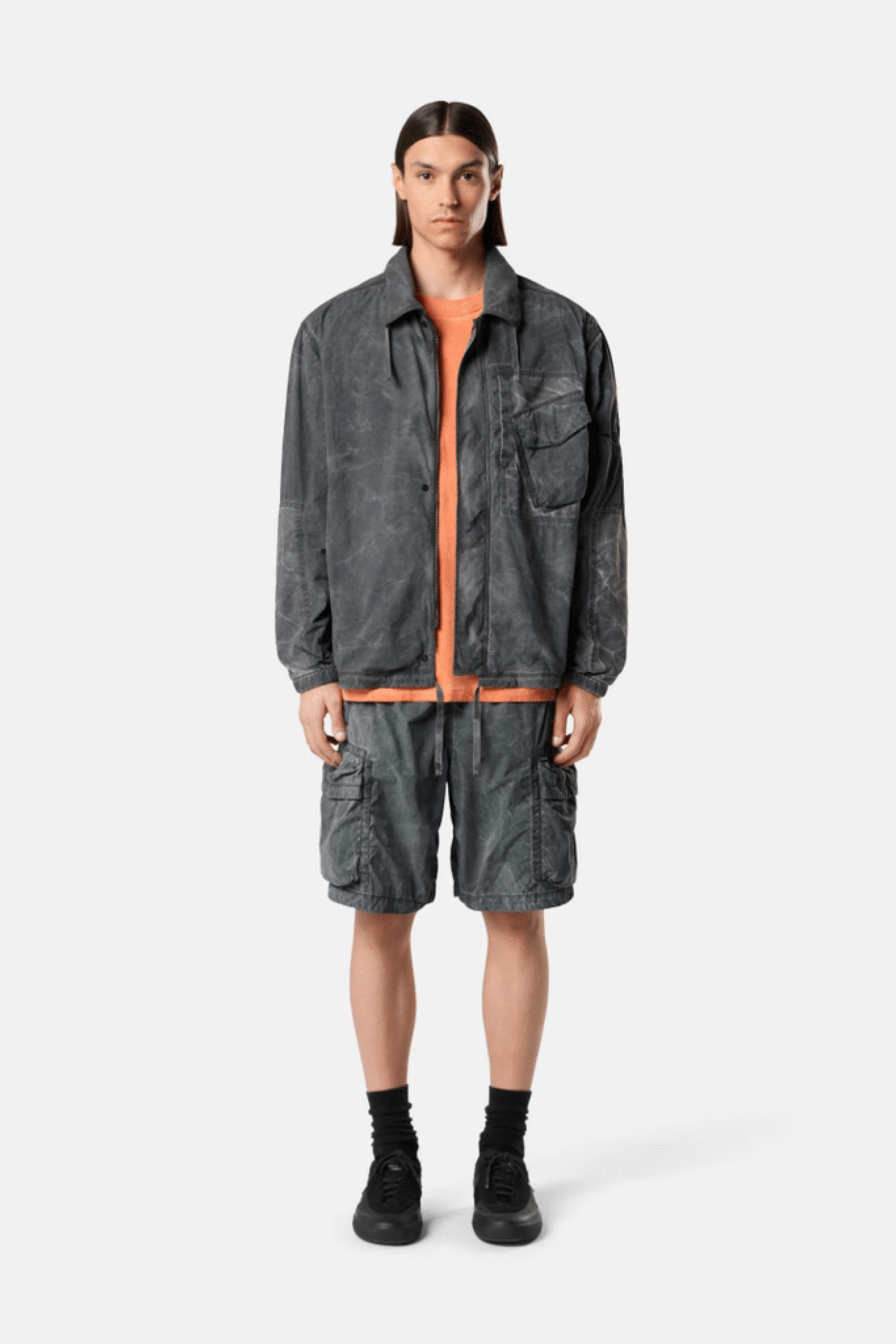 Surchemise Nylon Noir Aspect Irrégulier