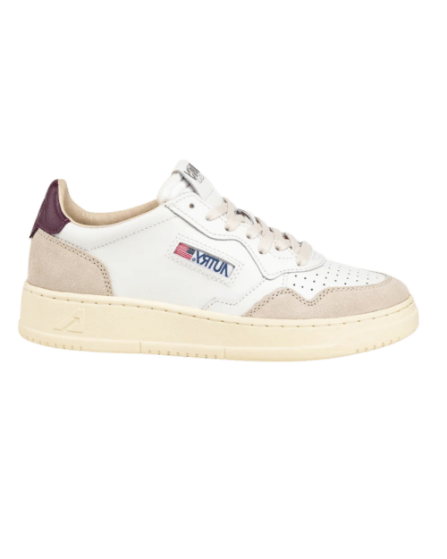Sneakers Medalist Cuir Blanc Figue Daim Beige