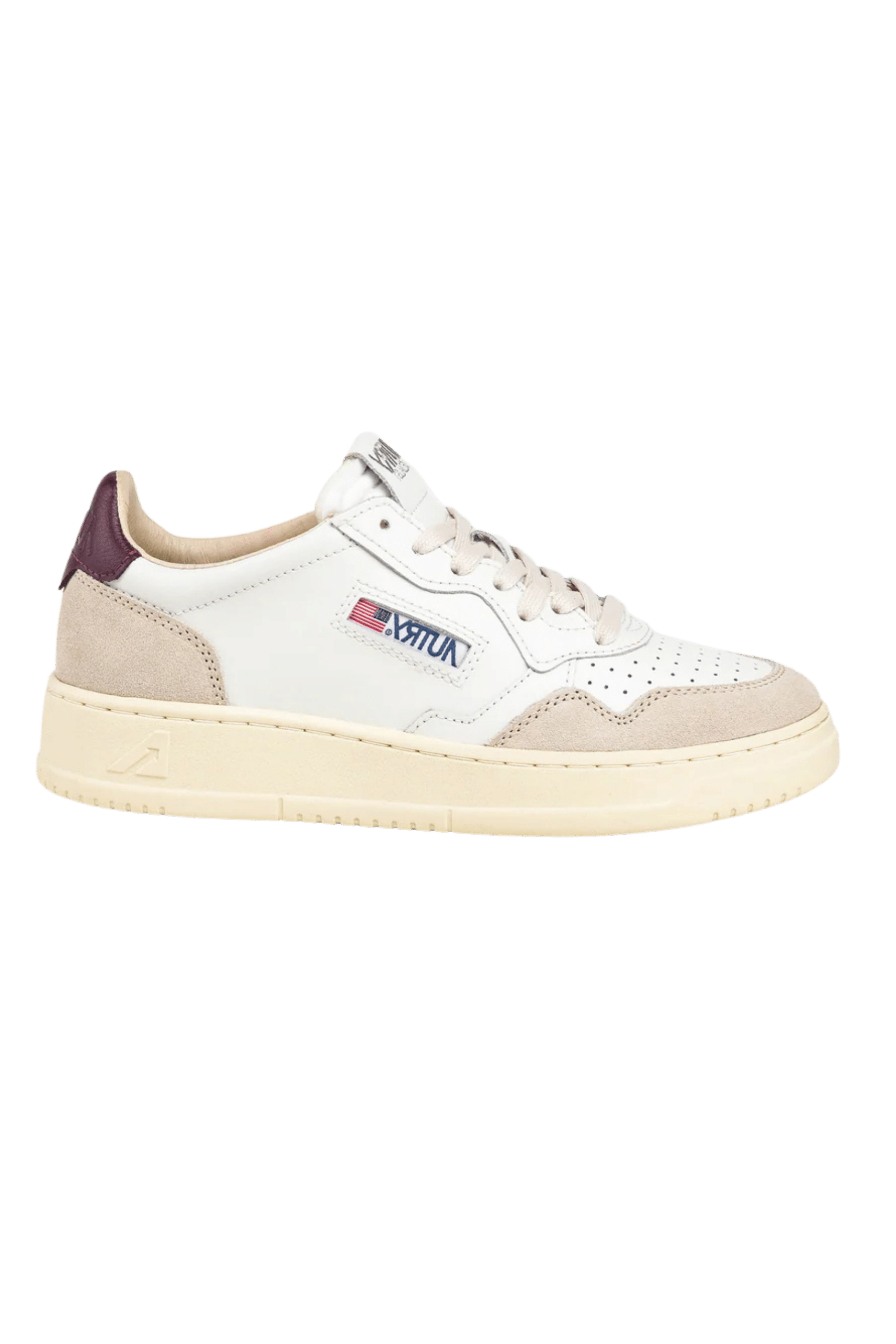 Sneakers Medalist Cuir Blanc Figue Daim Beige
