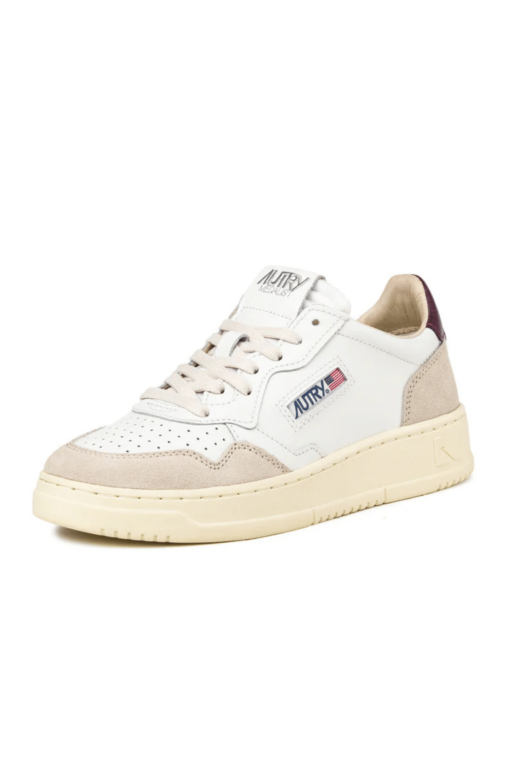 Sneakers Medalist Cuir Blanc Figue Daim Beige