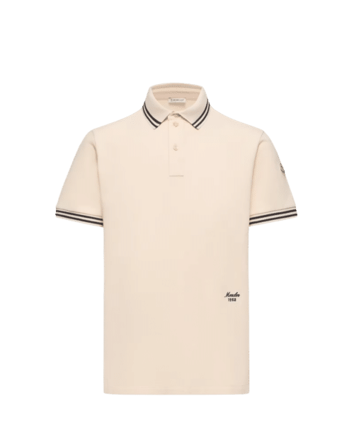 Polo Blanc Ivoire Bordures Rayées