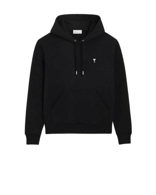 Hoodie Noir Cœur Blanc Coton