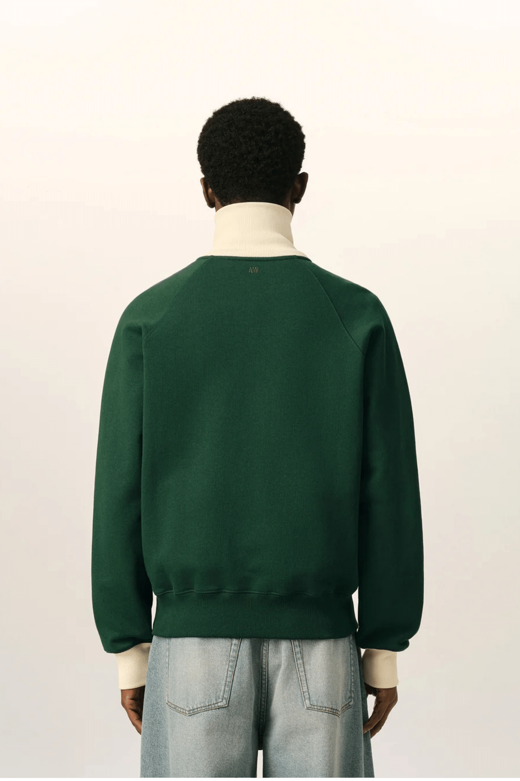 Sweat Zippé Vert Coton Cœur Crème