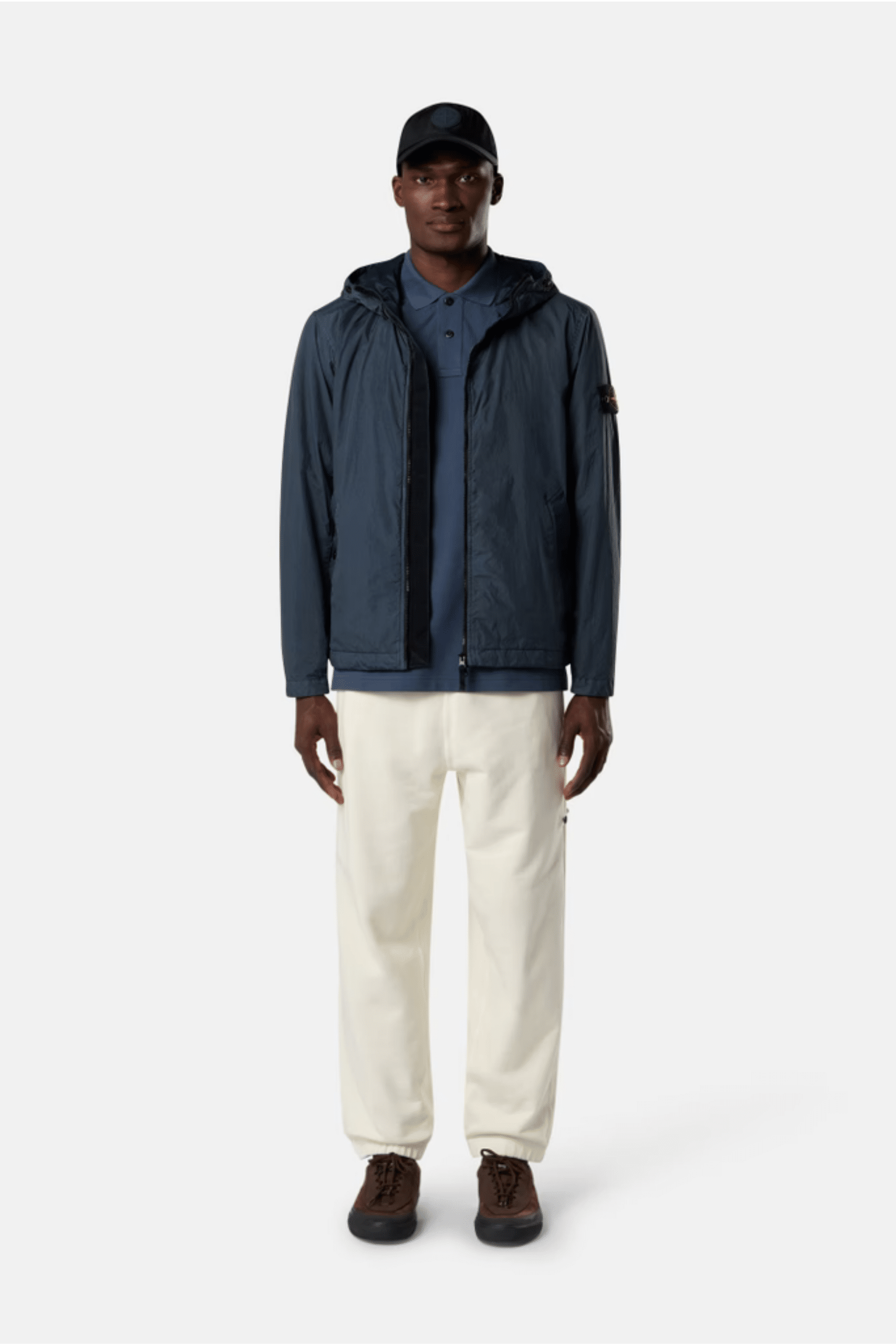 Coupe Vent Capuche Nylon Bleu Ardoise