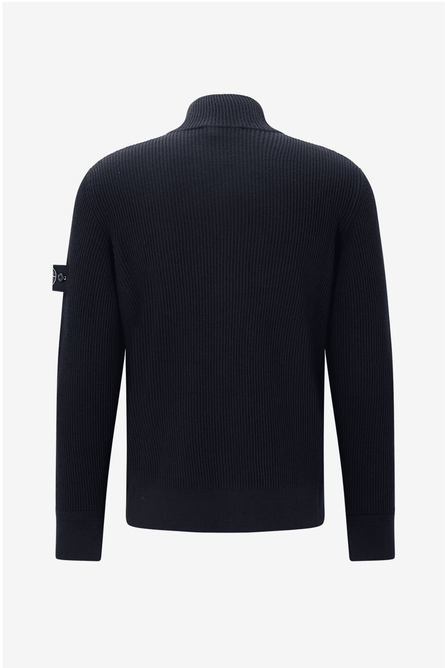 Cardigan Zippé Côtelé Laine Marine