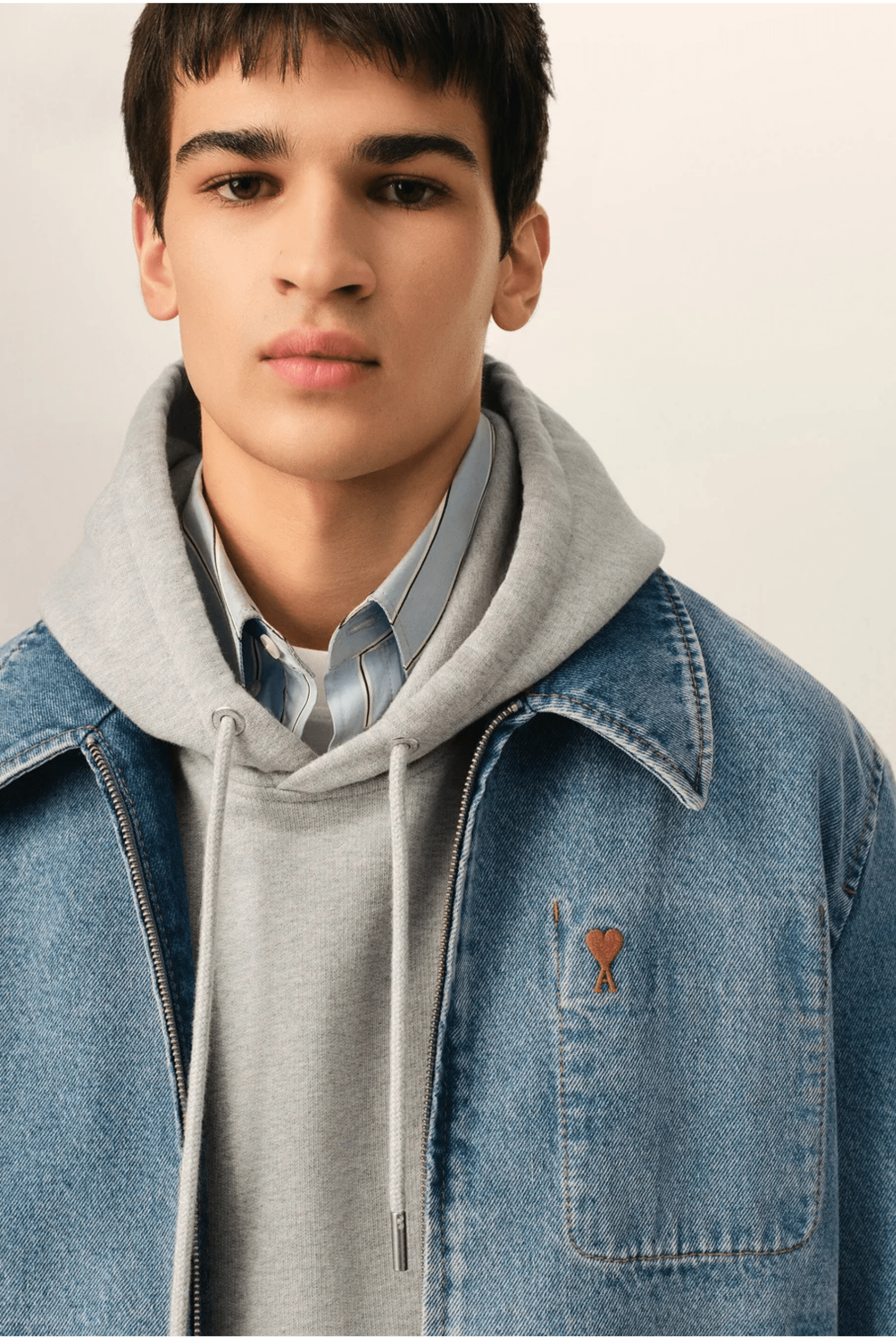 Blouson Zippé Denim Indigo Délavé
