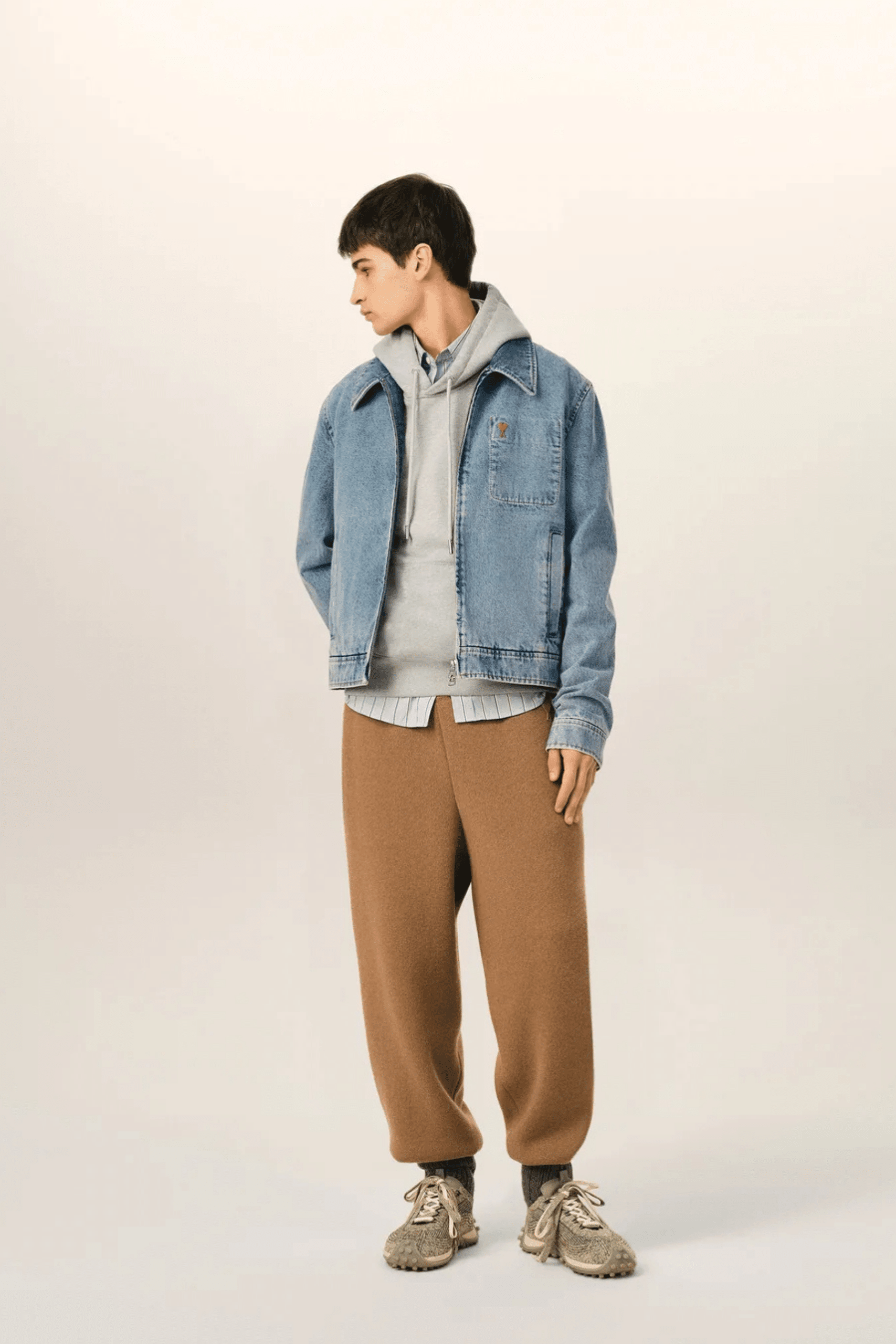 Blouson Zippé Denim Indigo Délavé