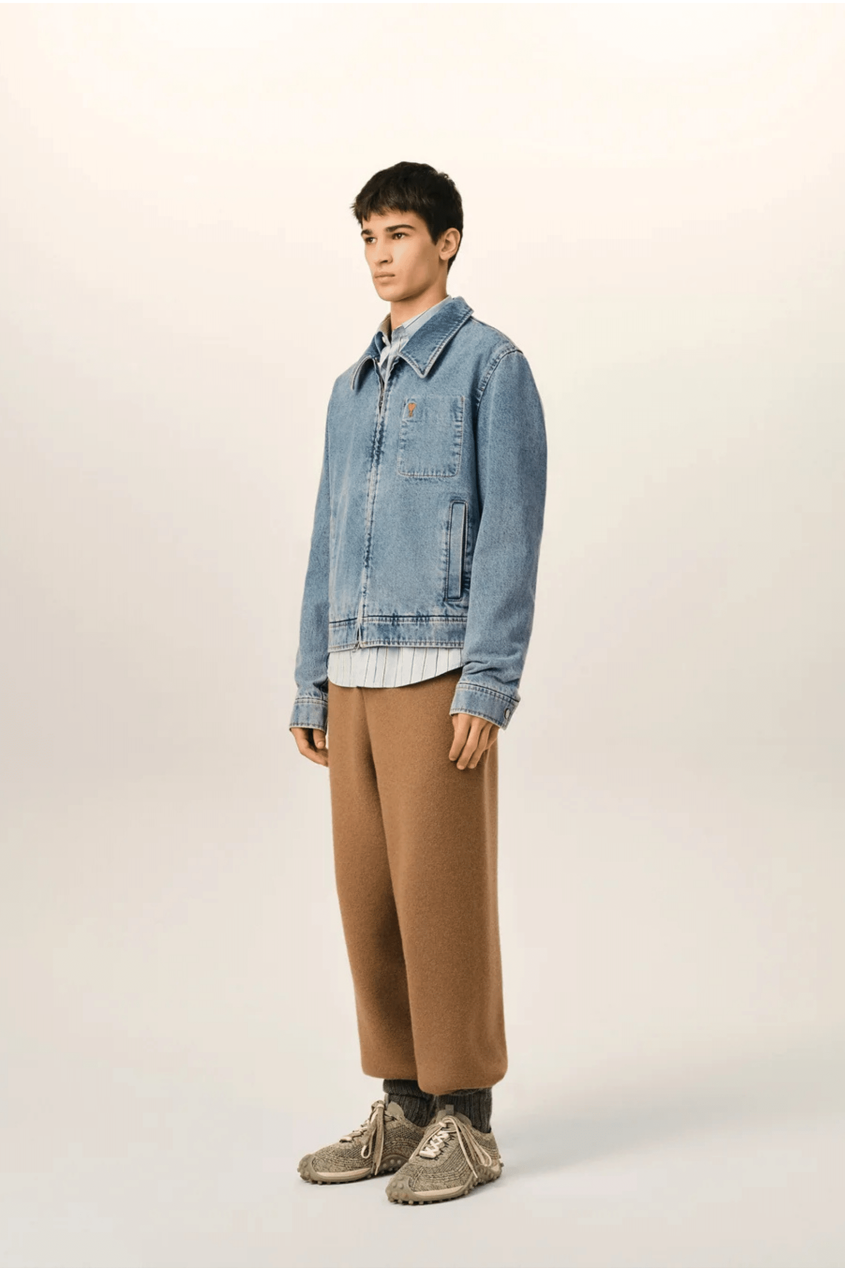 Blouson Zippé Denim Indigo Délavé