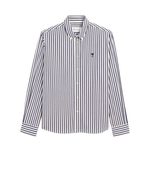 Chemise Coton Blanc Bleu Cœur Noir
