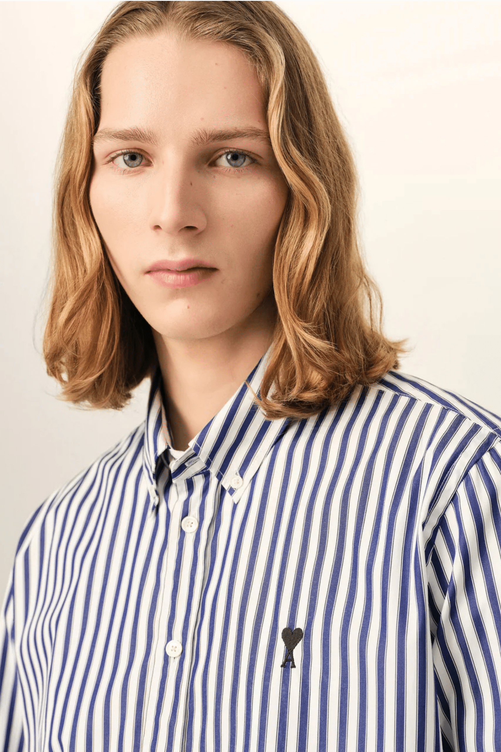 Chemise Coton Blanc Bleu Cœur Noir
