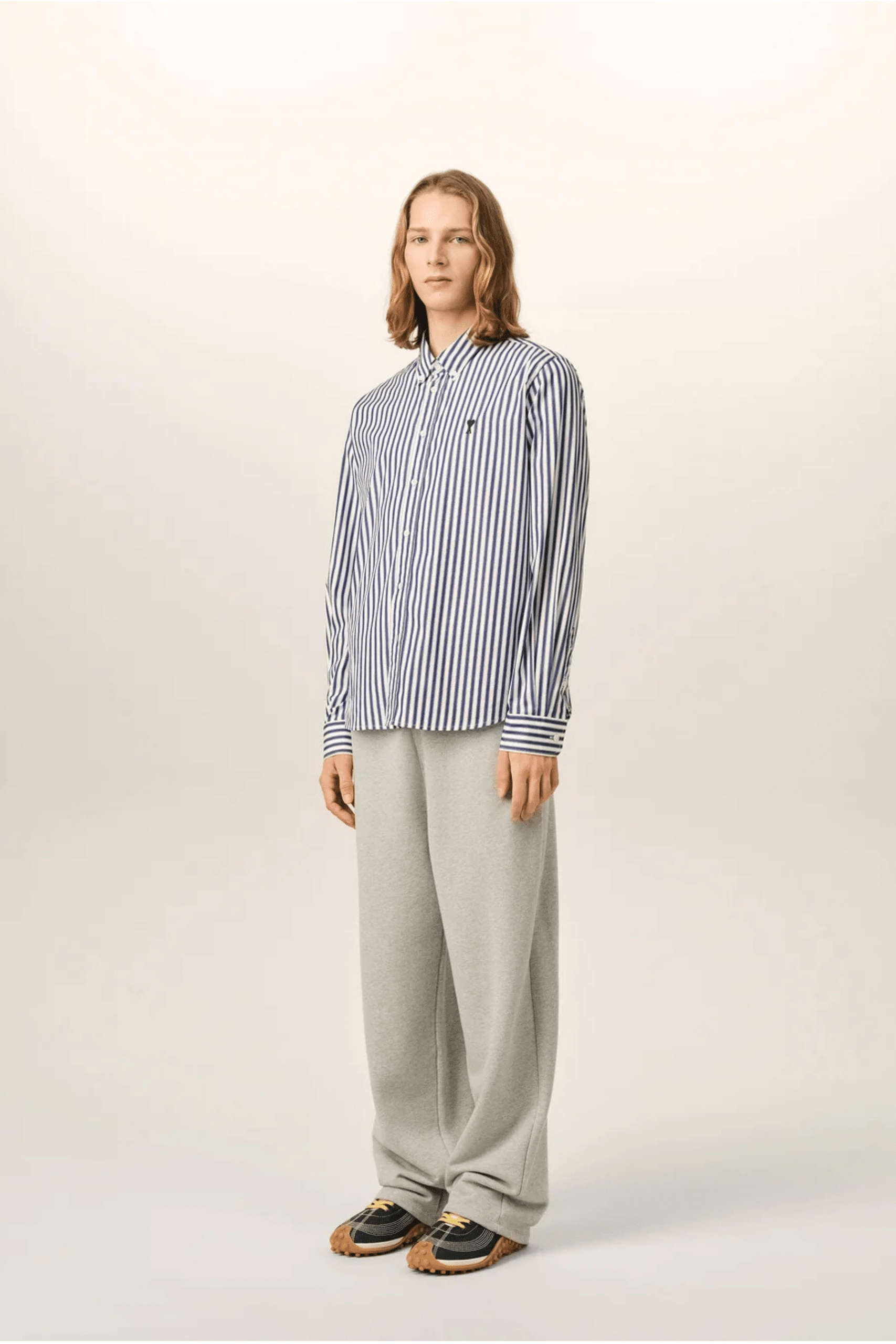 Chemise Coton Blanc Bleu Cœur Noir