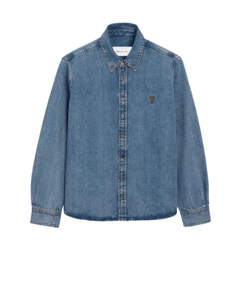 Chemise Denim Bleu Cœur Tabac