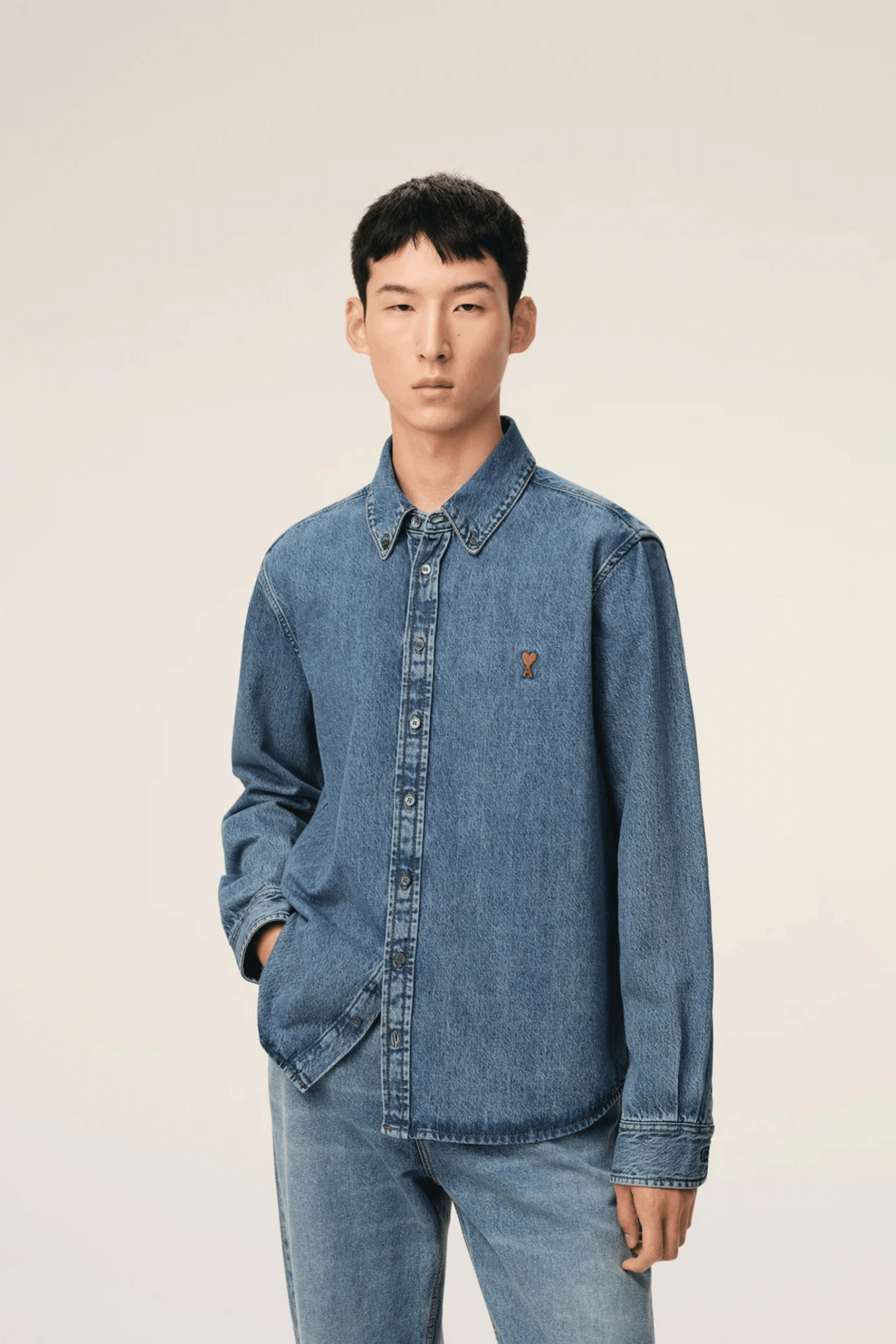 Chemise Denim Bleu Cœur Tabac