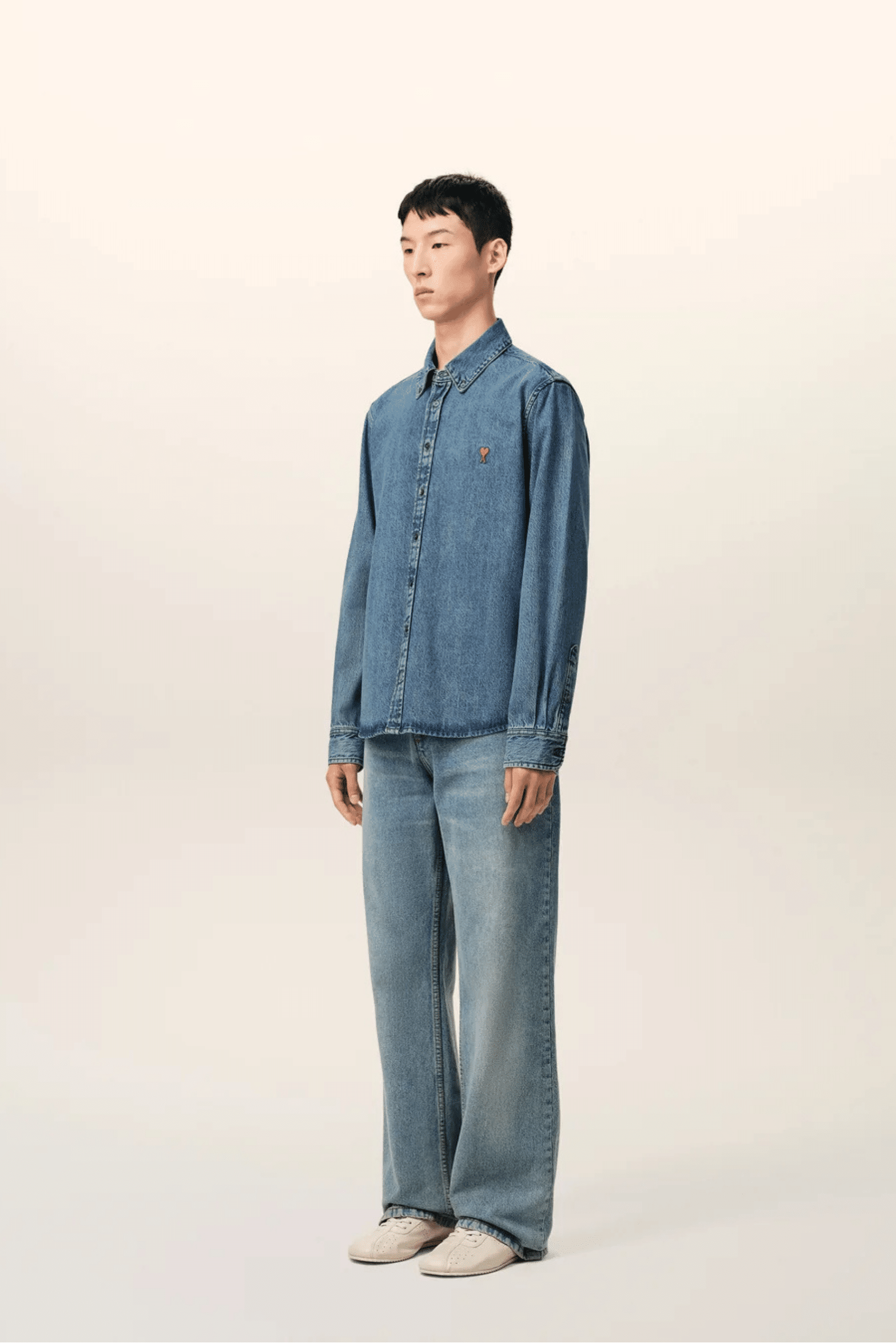 Chemise Denim Bleu Cœur Tabac