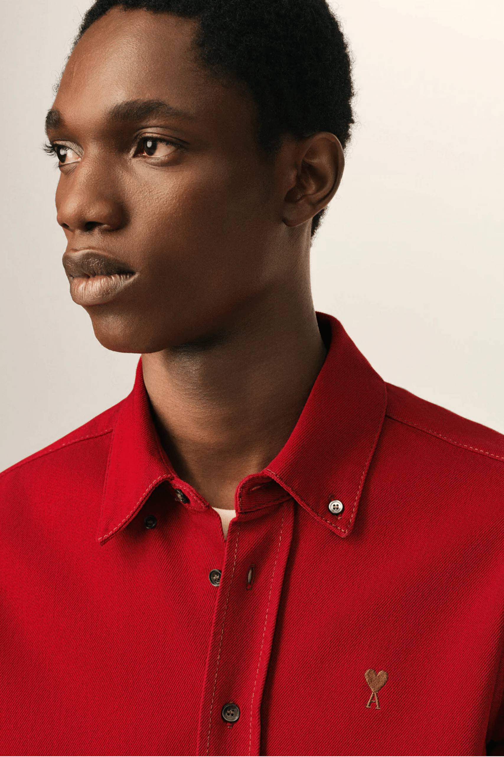 Chemise Coton Rouge Cœur Tabac