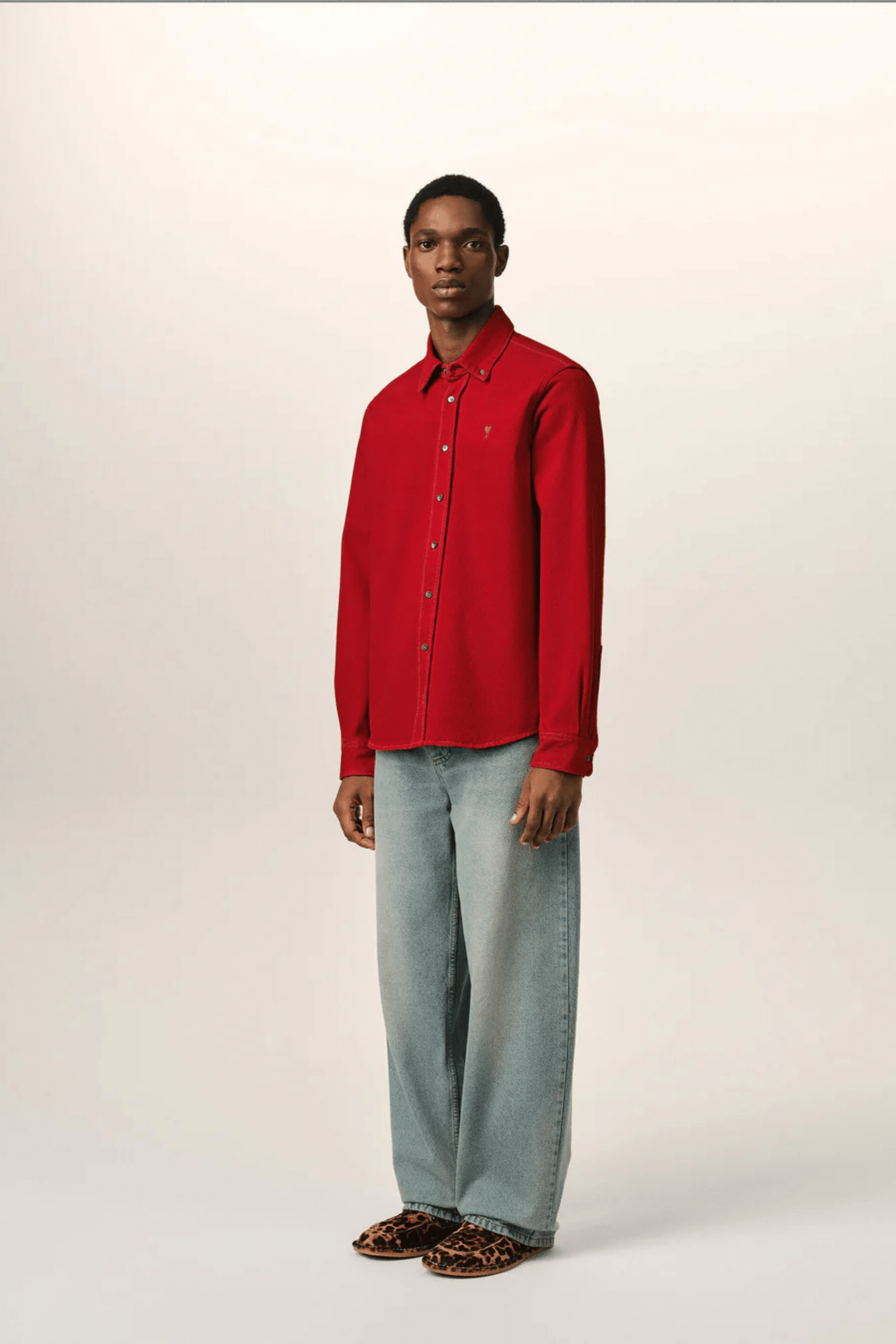 Chemise Coton Rouge Cœur Tabac