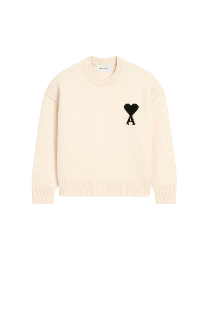Pull Laine Ecru Cœur Noir