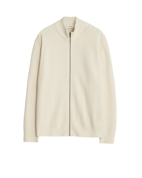 Cardigan Zippé Laine Ivoire Chiné