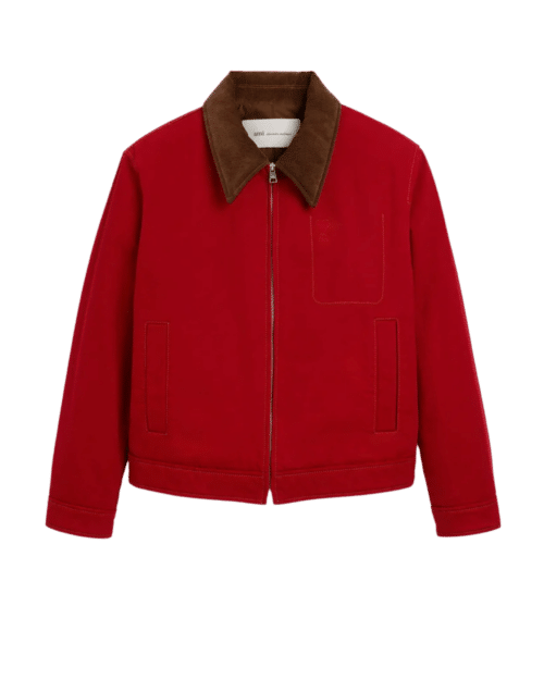 Blouson Zippé Coton Rouge Rubis