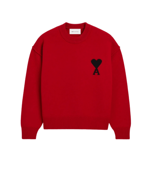 Pull Laine Rouge Rubis Cœur Noir