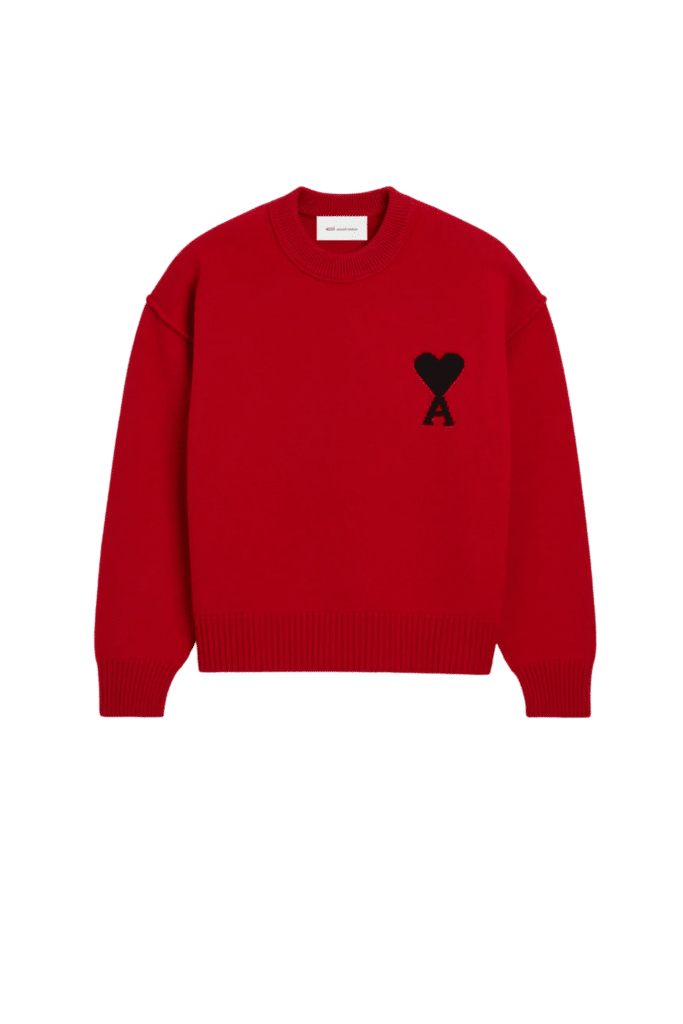 Pull Laine Rouge Rubis Cœur Noir
