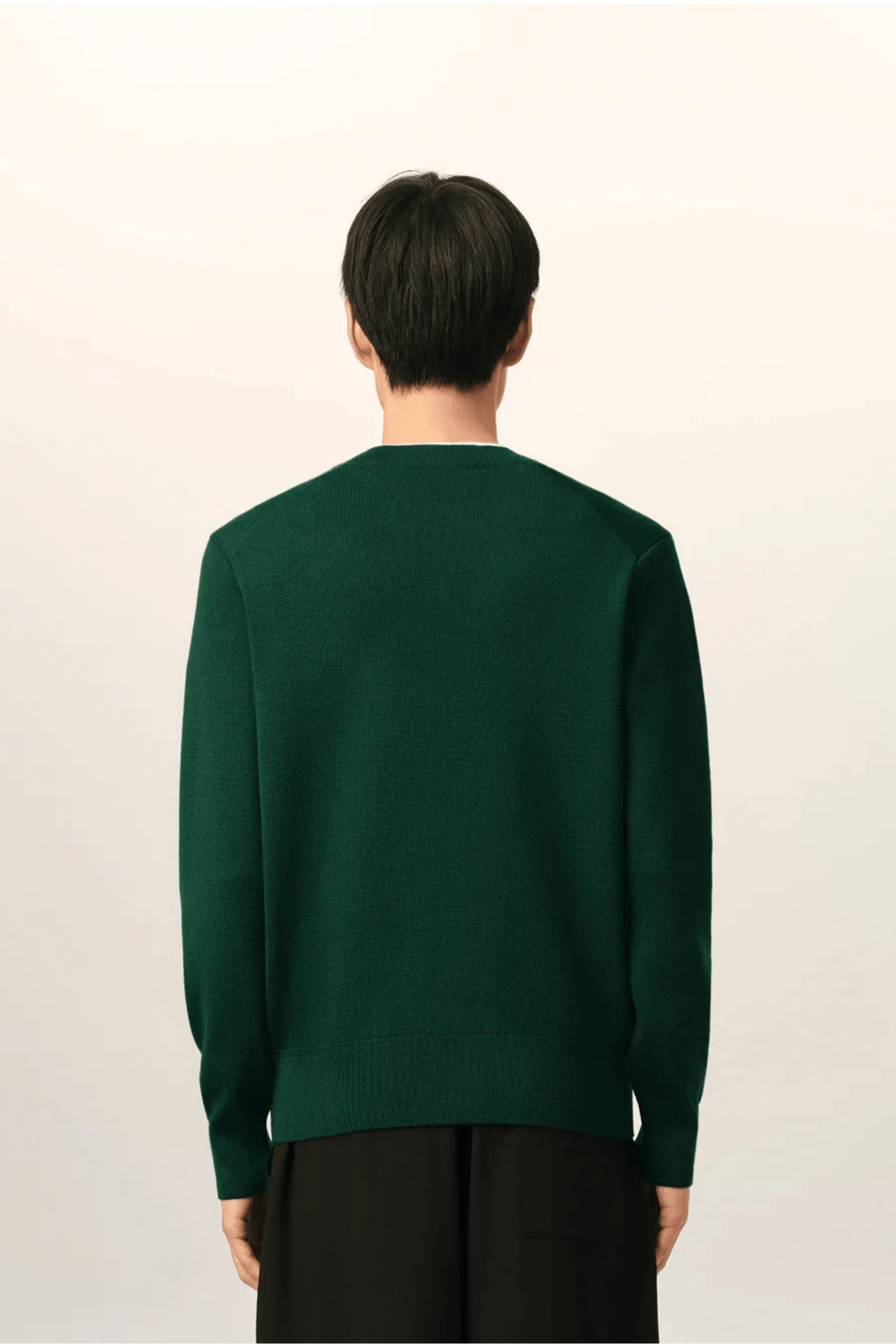 Pull Laine Vert Bouteille Petit Cœur Noir