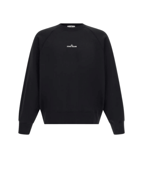 Sweat Coton Noir Logo Flocké