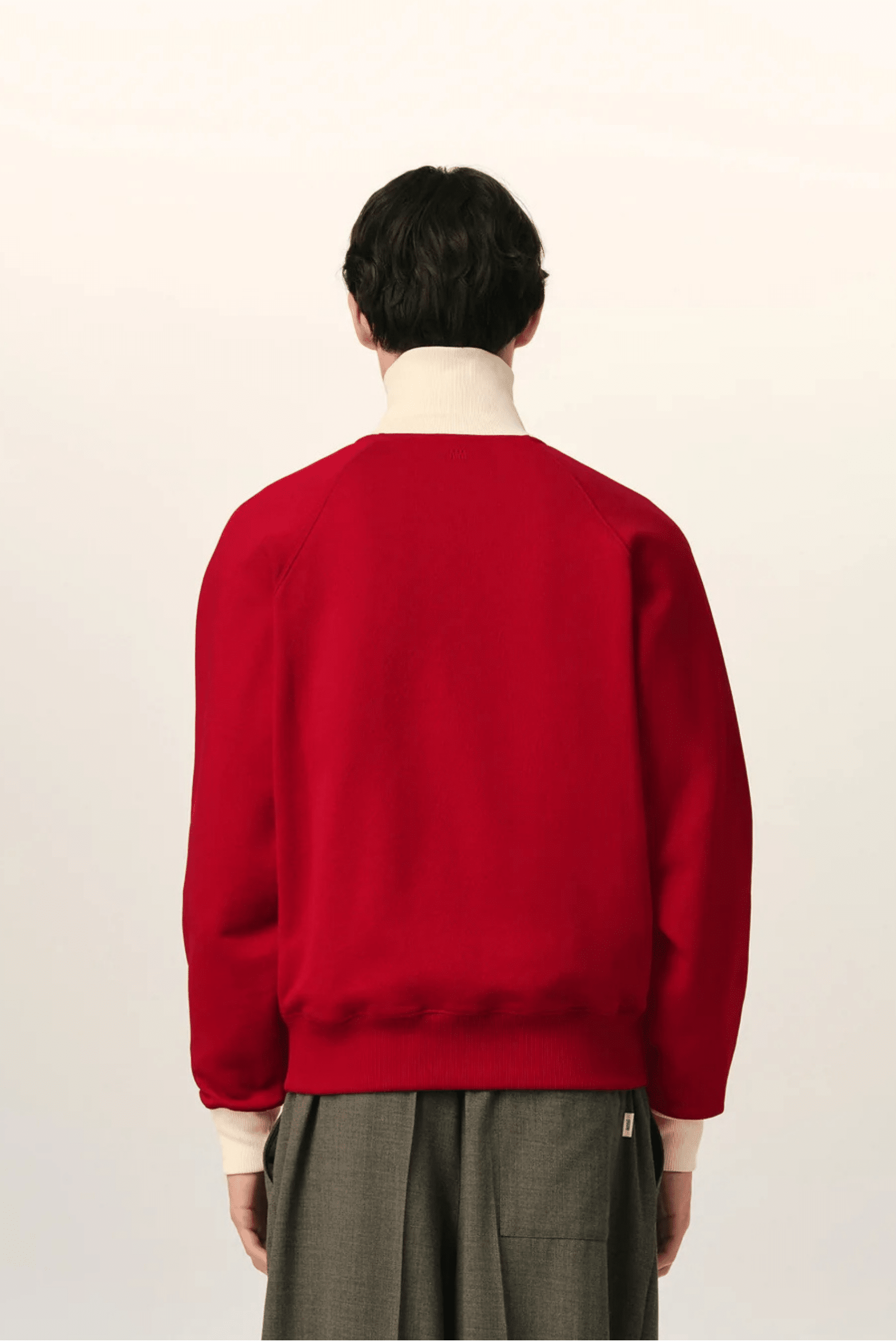 Sweat Zippé Coton Rouge Rubis Cœur Crème