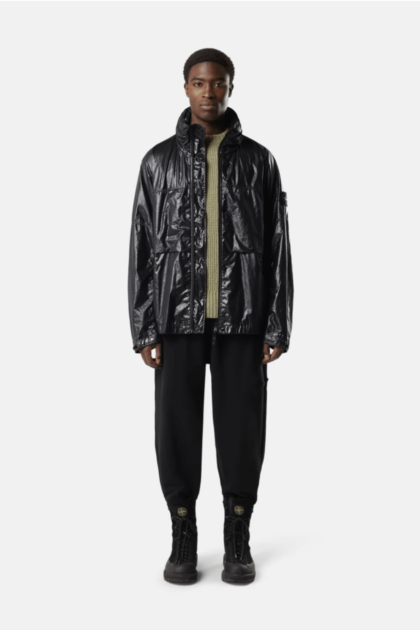 Veste Capuche Nylon Technique Noir