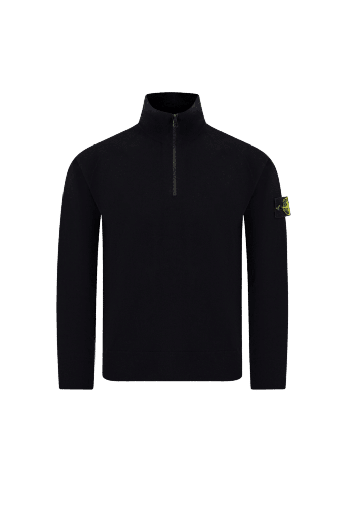 Pull Col Zippé Laine Noir