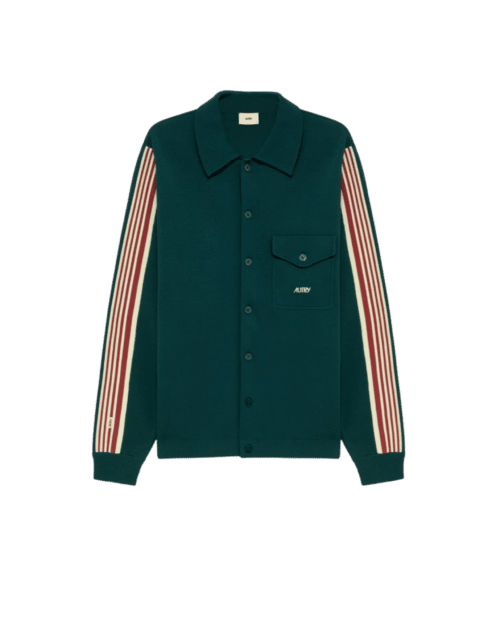 Veste Chemise Tricotée en Viscose Verte