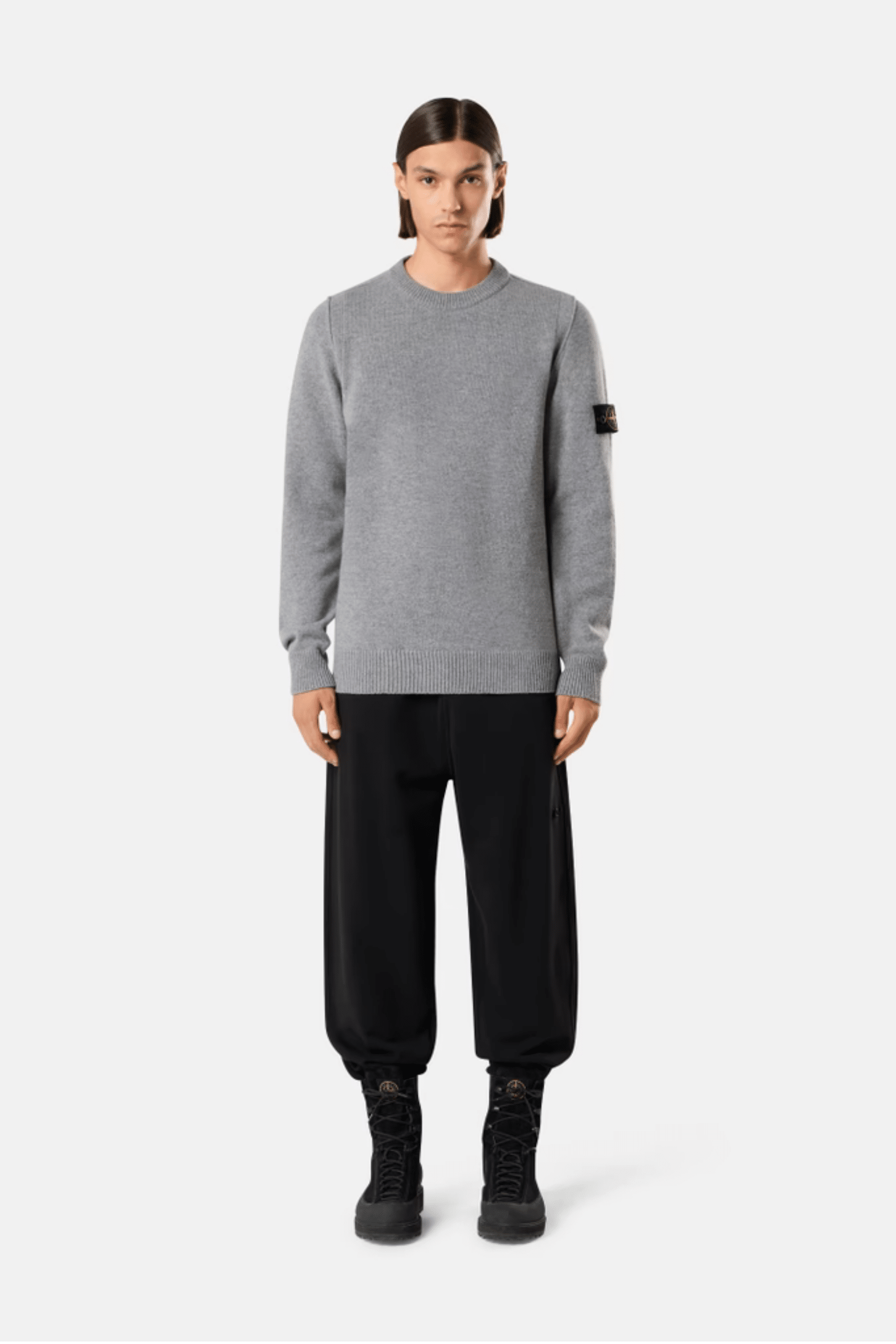 Pull Laine Nylon Gris Chiné