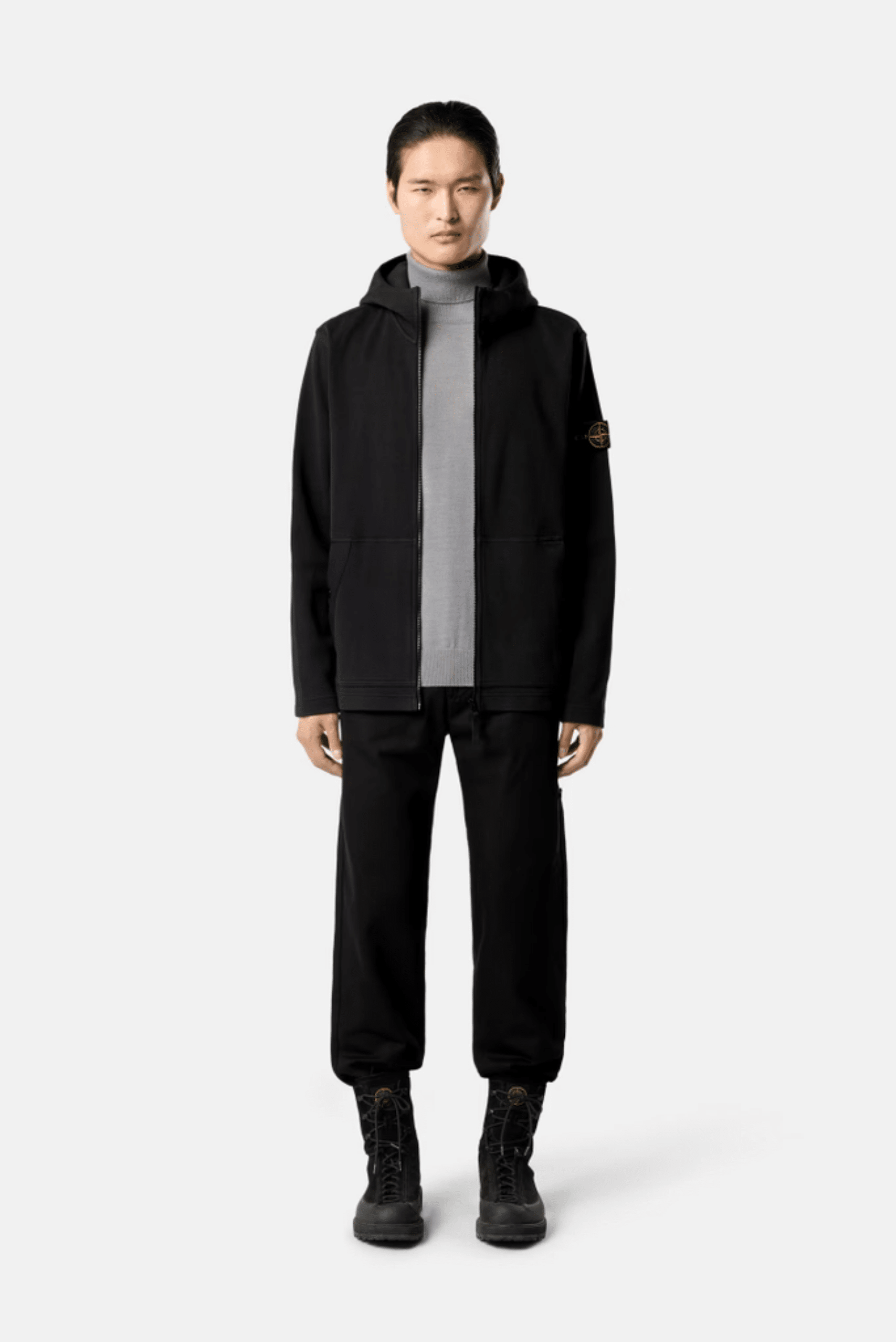 Hoodie Zippé Coton Noir