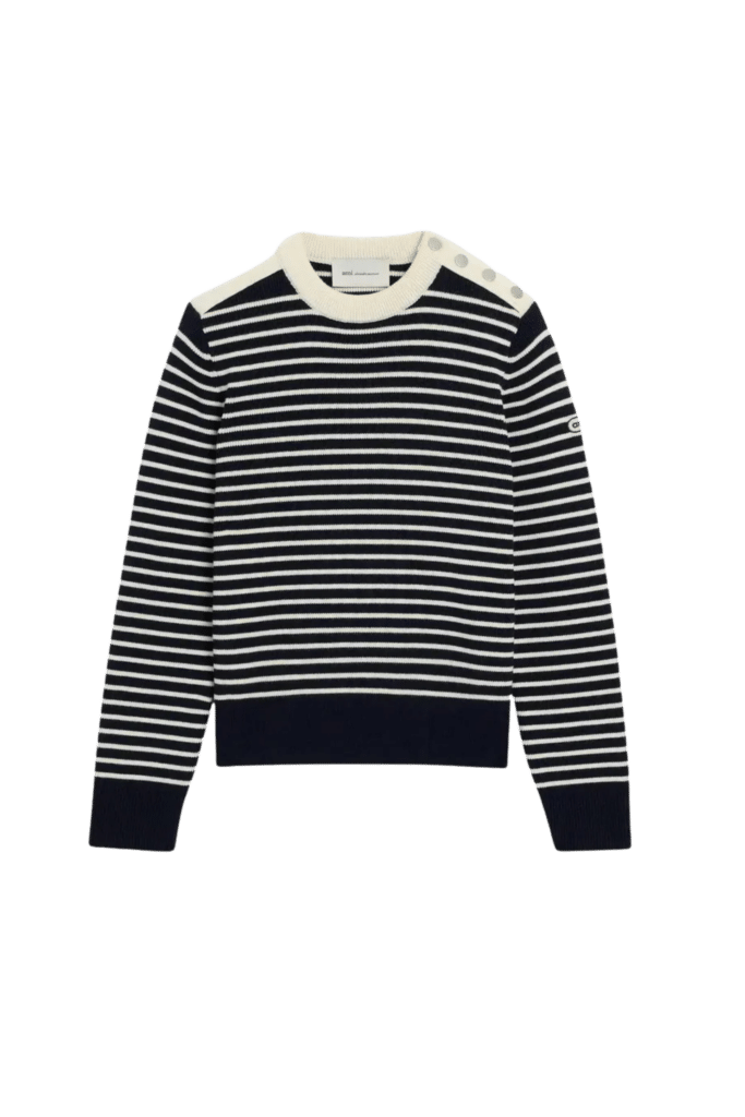Pull Laine Rayé Marine Ivoire