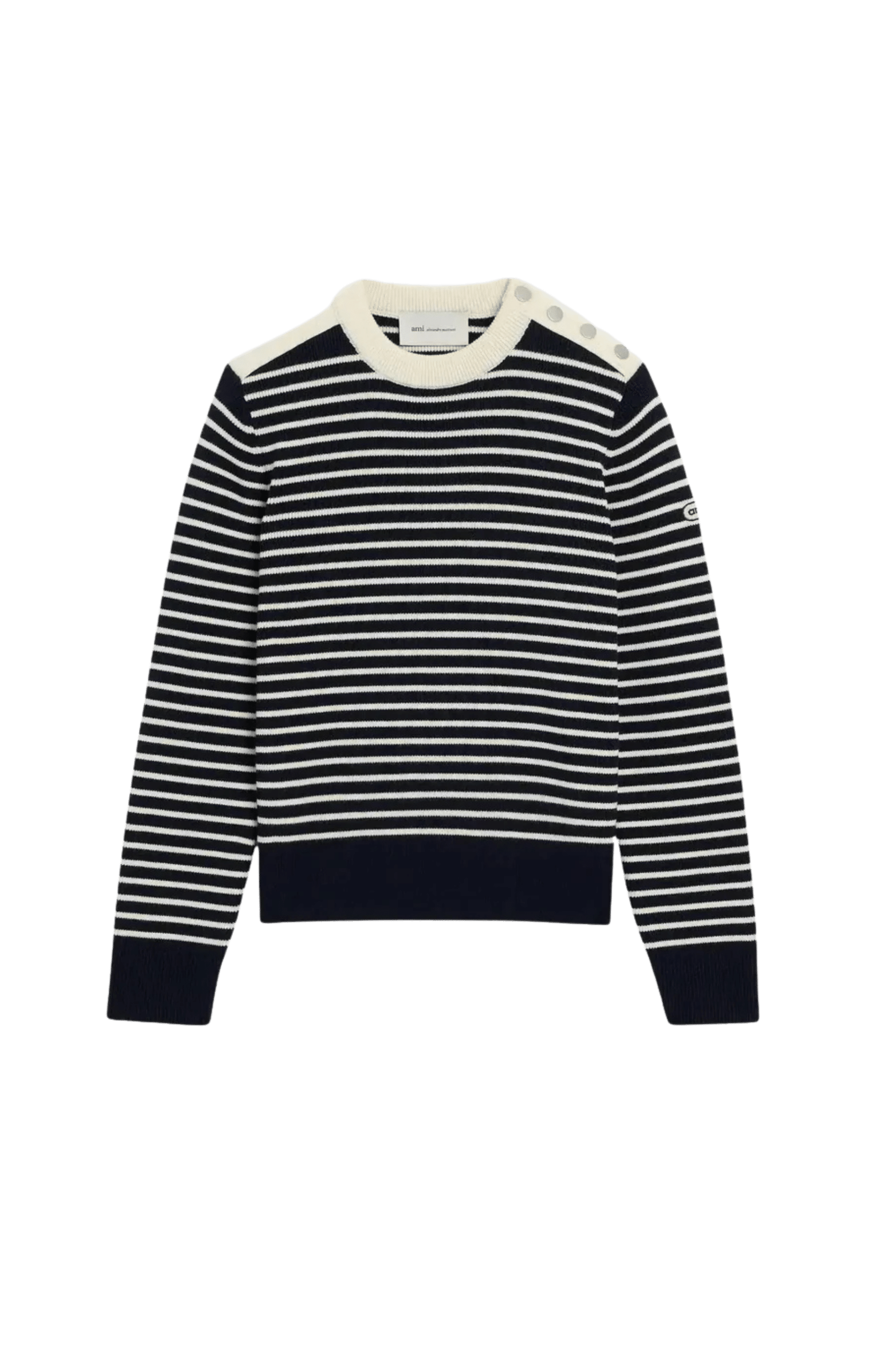 Pull Laine Rayé Marine Ivoire