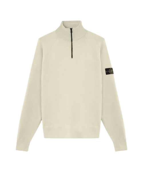 Pull Col Zippé Laine Sable