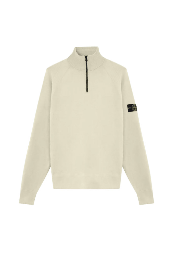 Pull Col Zippé Laine Sable